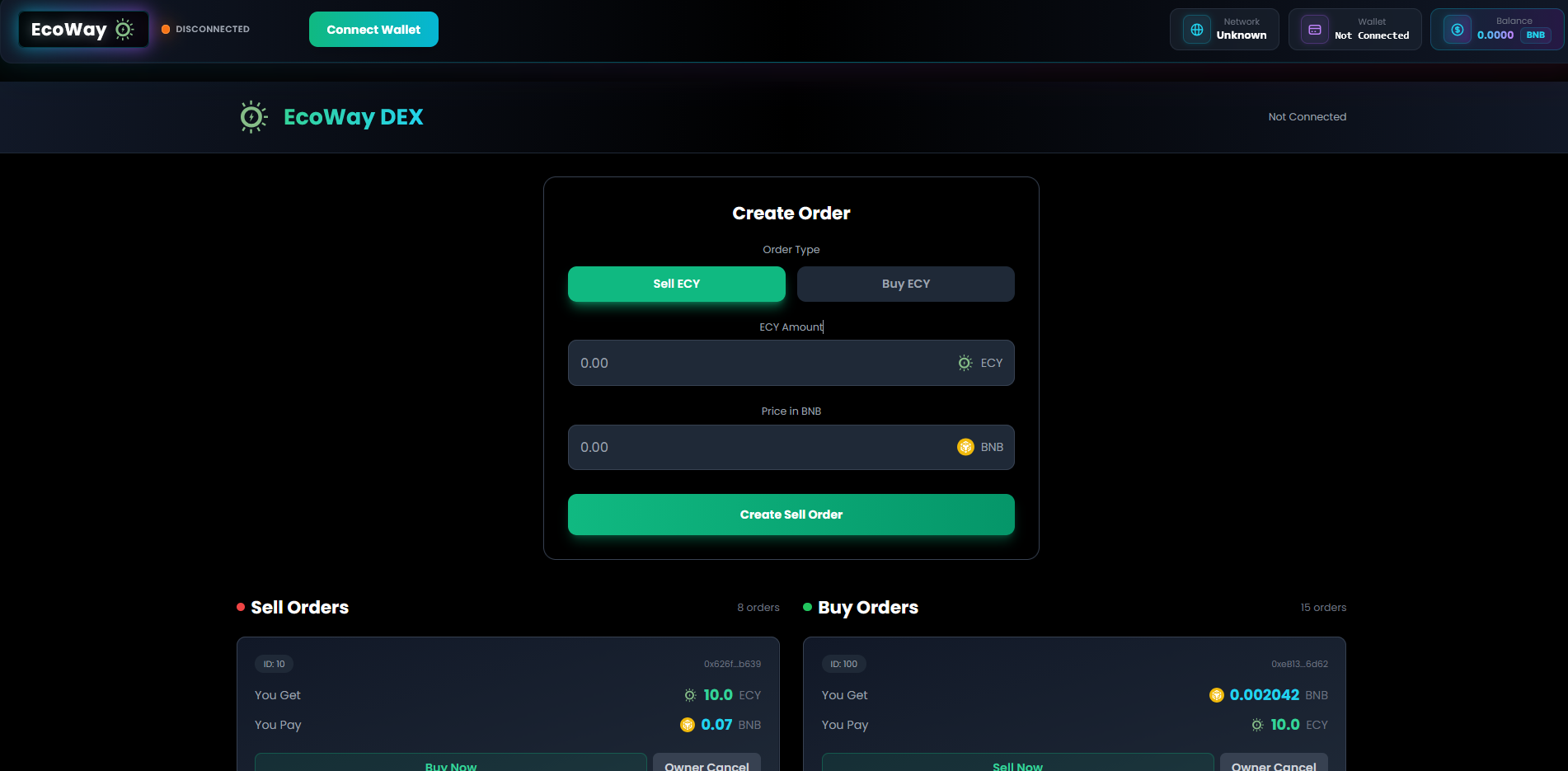 EcoWay DEX Interface
